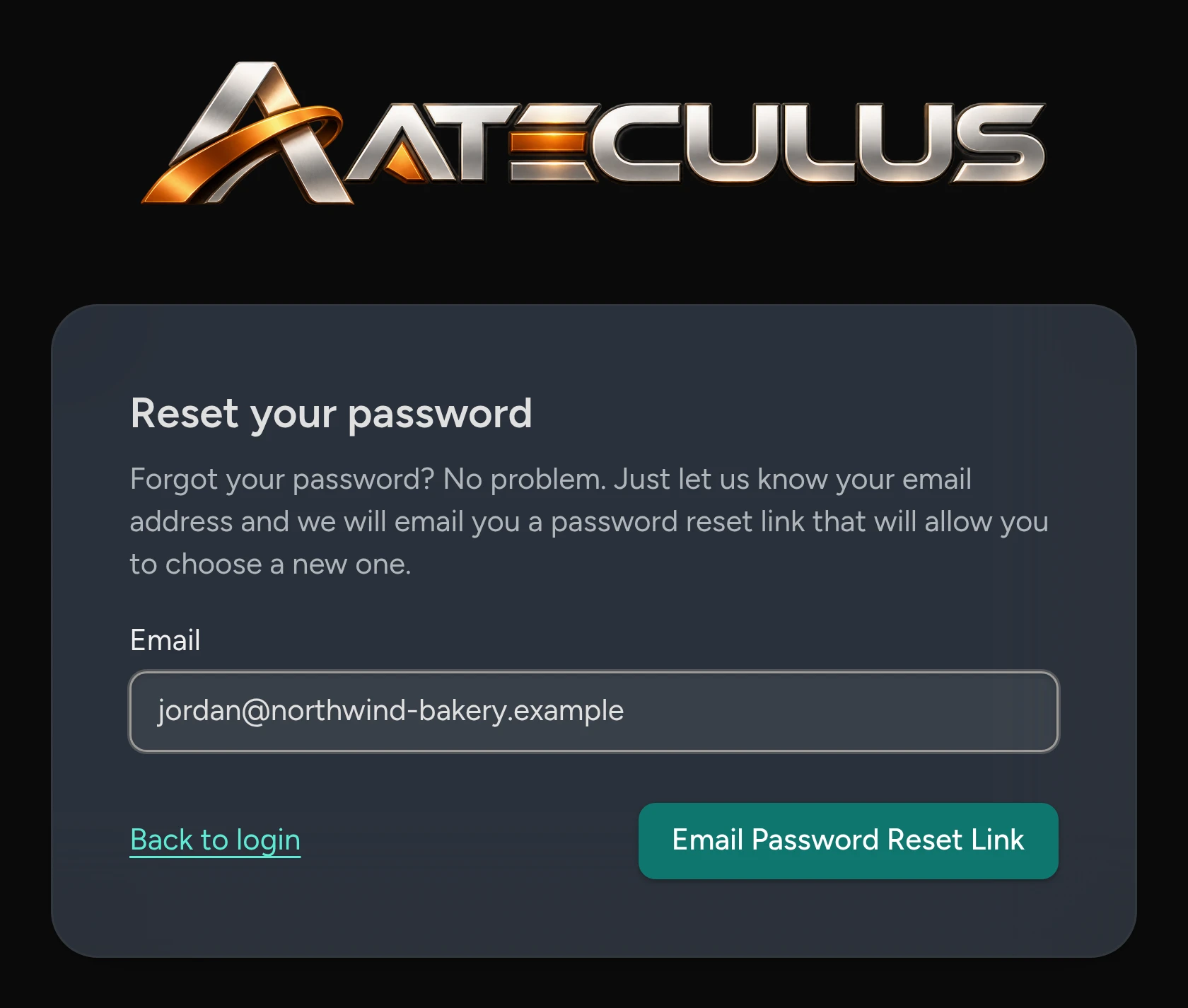 The Reset your password page, asking for your email address.
